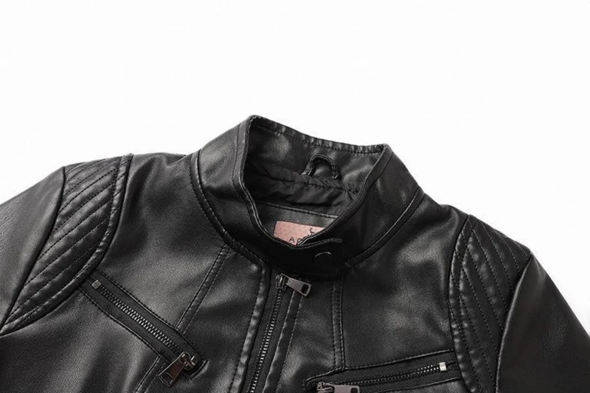 2025 new fashion women's leather slim-fit jacket Spring and autumn women motorcycle wear large size standing collar leather coat