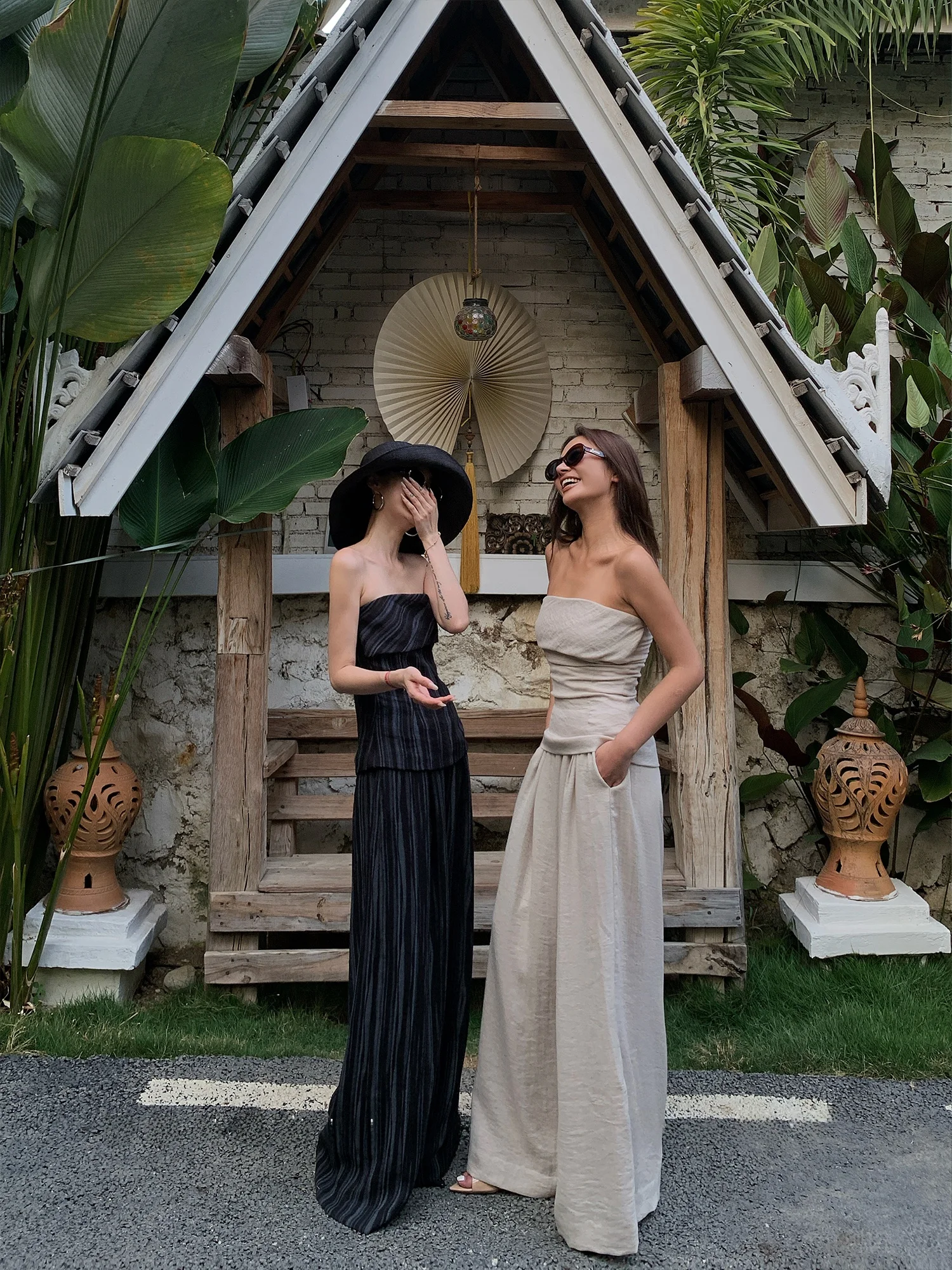 

DONGNIWOW13 Женский льняной плиссированный повседневный комплект: брюки с высокой талией и топ, модный ансамбль для осени, весны и лета