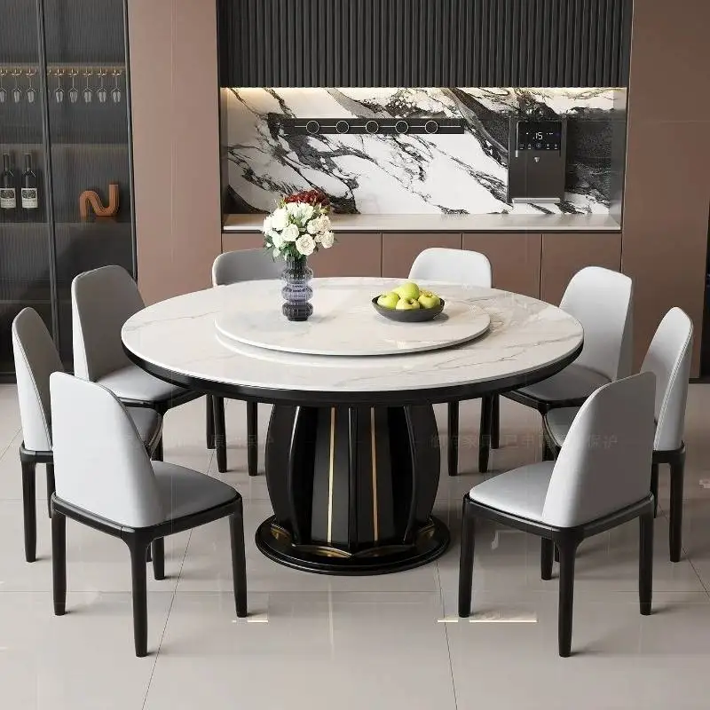 Rotating Minimalist Dining Table Base Decorations Conference Dinette Restaurant Tables Round Island Muebles Para Hogar Furniture