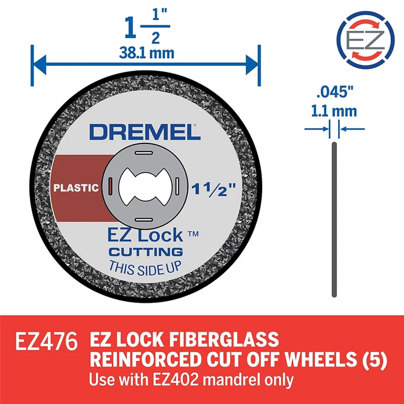 Dremel EZ476 Reinforced Cut-Off Wheels 1 1/2 Zoll EZ Lock Rotary Tool 5PCS/Pack EZ lock Plastic Cutting Wheel