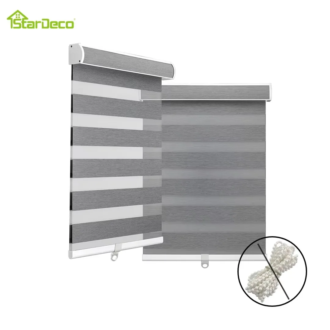 Cordless Zebra Blinds for Windows Full Shade Fabric Manual Cord-free Roller Blinds High Security Blackout Blinds for Bedroom