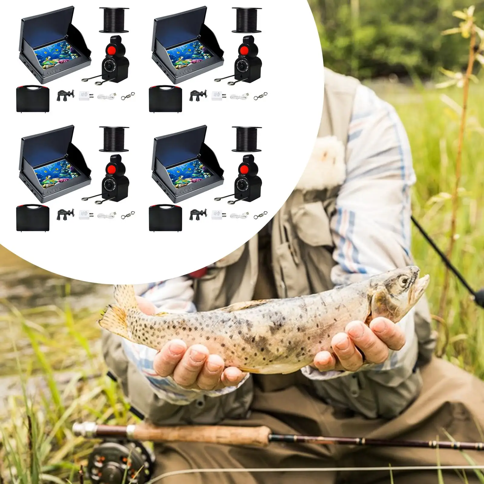 

Fishing Finders with Cable Fishing Tackle Portable Stable Vision Equipment Waterproof for Lake Ice Fishing Water Sports Boat Sea
