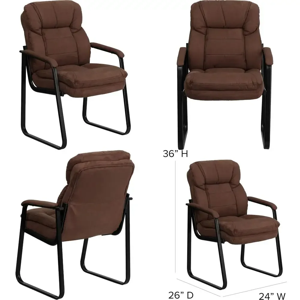 Hot Sales Isla Brown Microfiber Executive Side Chair With Lumbar Support And Sled Base By Flash Furniture
