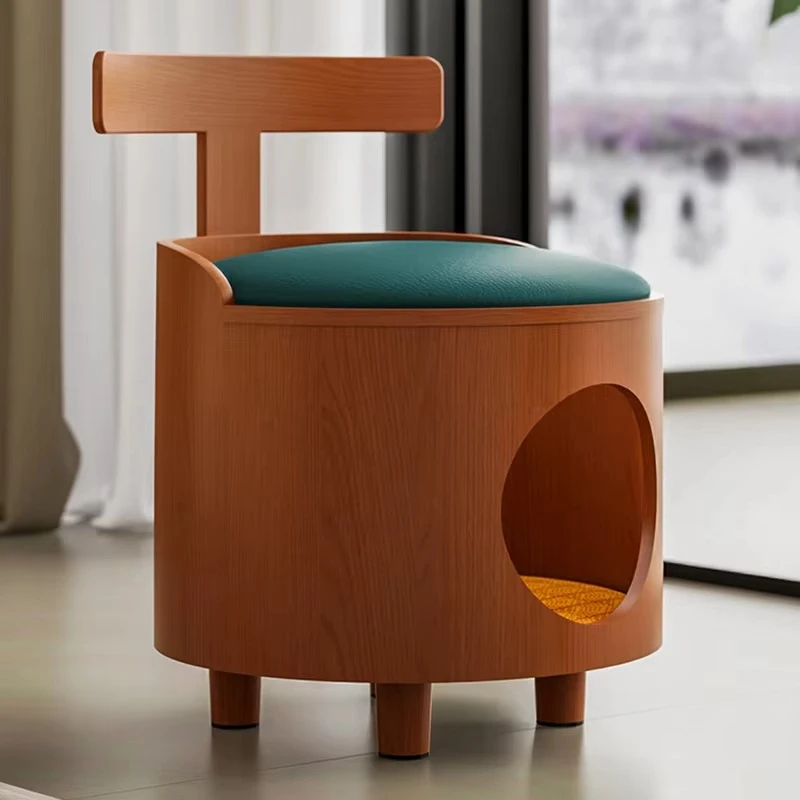 Semi-enclosed cat nest Human cat shared sleeping Solid wood bench Cat nest