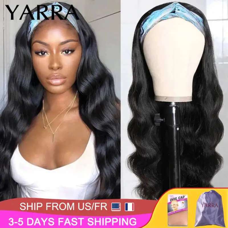 Brazilian Body Wave Headband Wigs 100% Human Hair Headband Scarf Wigs for Women Natural Remy Hair Machine Made Glueless Yarra