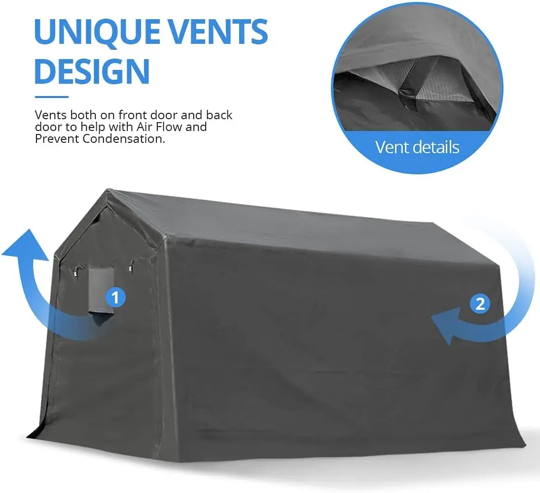 Advance Outdoor 10X10 Ft Heavy Duty Outdoor Patio Anti-Snow Portable Canopy Storage Shelter Shed Carport With 2 Rolled Up