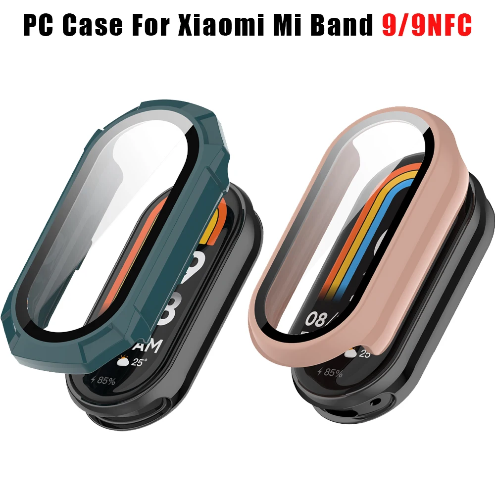 Стеклянный чехол с полным покрытием для Xiaomi Mi Band 9/9NFC, защитная пленка для экрана Mi Band 9, Защитные чехлы для ПК с рамкой