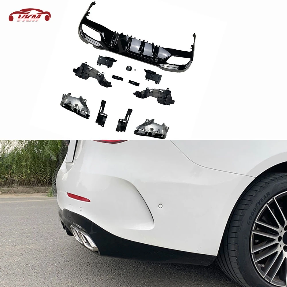 

Car Rear Diffuser Bumper Lip Spoiler Exhaust Tips Back Guard Protector for Benz C Class W206 C200 C260 C300 C43 C63 AMG 2022+