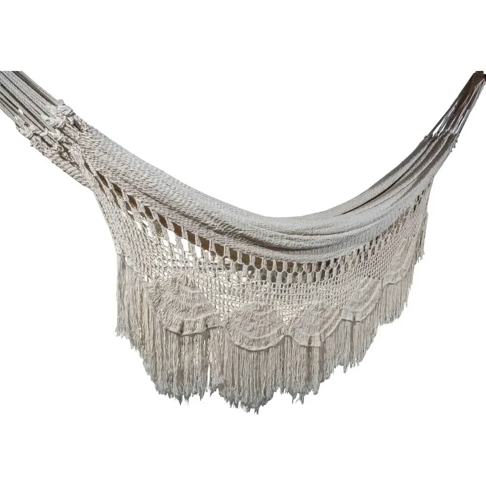 

Handmade Macrame Hammock - Mayan, Matrimonial, Double, Brazilian - 100% Natural Cotton - King, Off-White