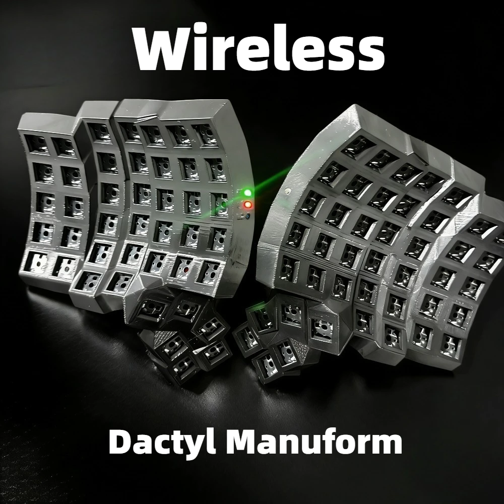 Wireless Bluetooth Dactyl Manuform Split Keyboard 64/86keys Custom LED Dual-mode Hot-Swap Curved ZMK Keyboard Kit Game Accessory