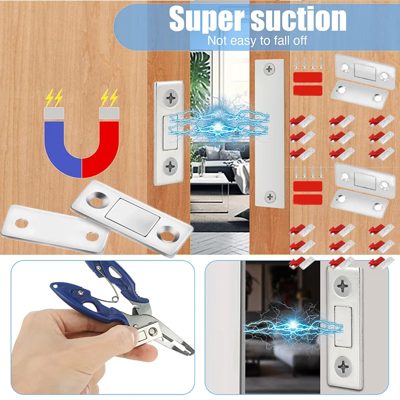 Self Adhesive Magnetic Cabinet Catches Invisible Magnets Door Stopper Patch Furniture Drawer Window Door Closer Latch