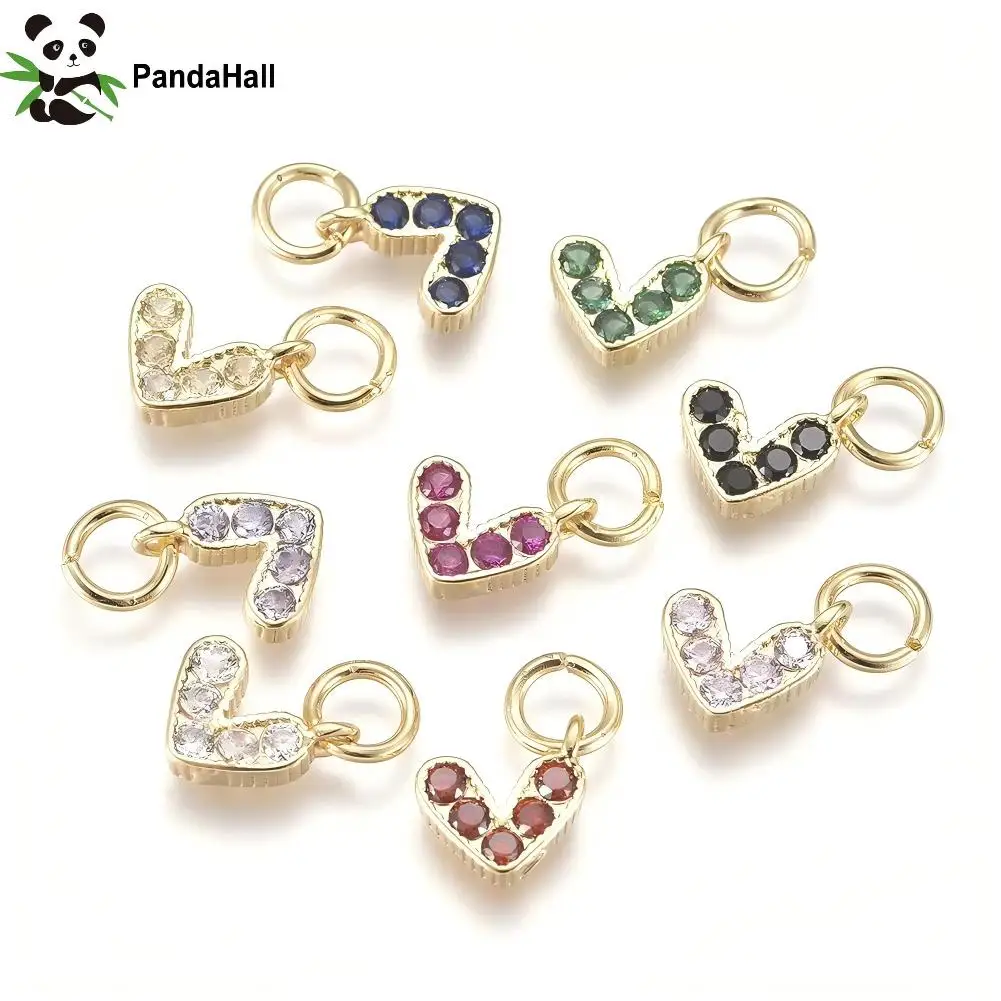 

PandaHall 20Pcs Heart Brass Micro Pave Cubic Zirconia Charms with Jump Ring for Jewelry Making DIY Earrings Necklace Accessories