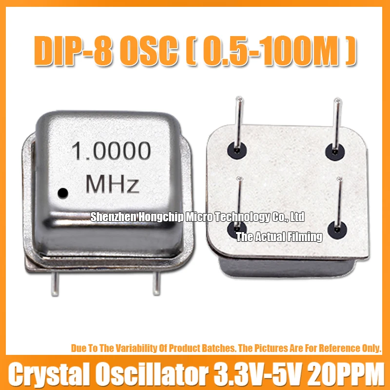 (2PCS) DIP-8 1M 1MHZ 1.000MHZ OSC 4PIN Half Size Active Square Crystal Oscillator 3.3V-5V-Compatible 15PF 20PPM