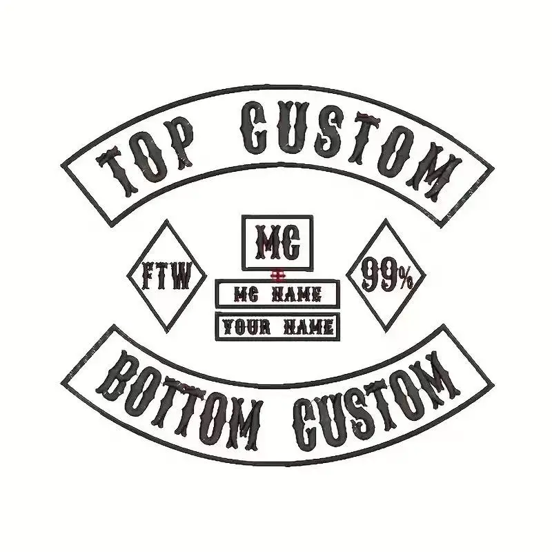 Индивидуальная вышитая нашивка для мотоциклетного клуба Biker MC FTW 99% Top Bottom Rocker, персонализированная нашивка с именем для куртки или жилета