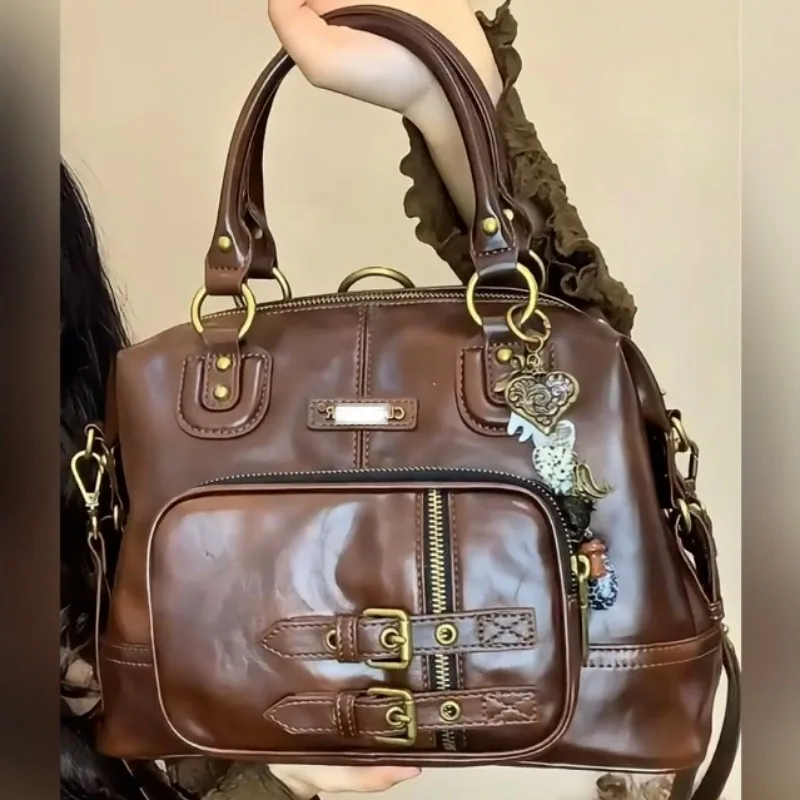 Tote Bag Large-capacity Retro Pu 2026 Autumn and Winter New Oil Wax Leather Women's Handbag Shoulder Bag Versatile Temperament