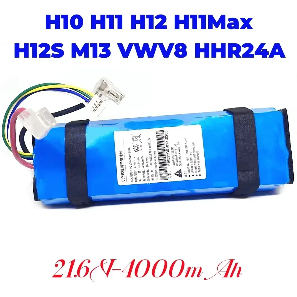 Imagem -03 - Bateria de Lítio Recarregável 21.6v 4000mah Apropriada para o Sonho H11 H12 Max H10 M13 H12s Vwv8 Purificador do Assoalho de Hhr24a 100 Original