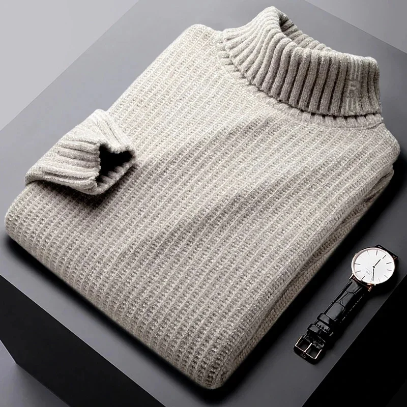 

COZOK men's casual turtleneck sweater winter new style knitted thickened trendy long-sleeved bottoming shirt