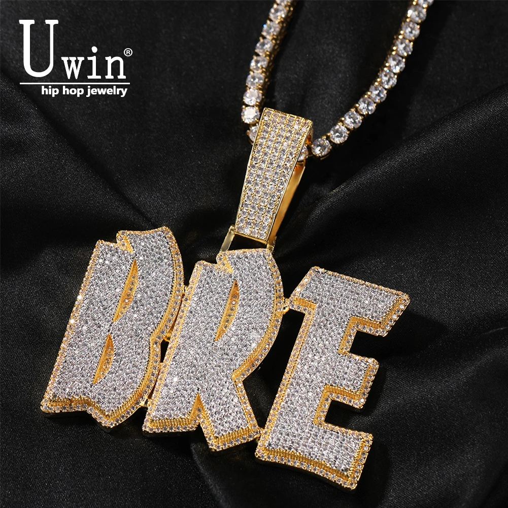 

Uwin Custom Name Two-color Pendant Rappers Personalized Hip Hop Jewelry Iced Out Cubic Zirconia Letters Necklace