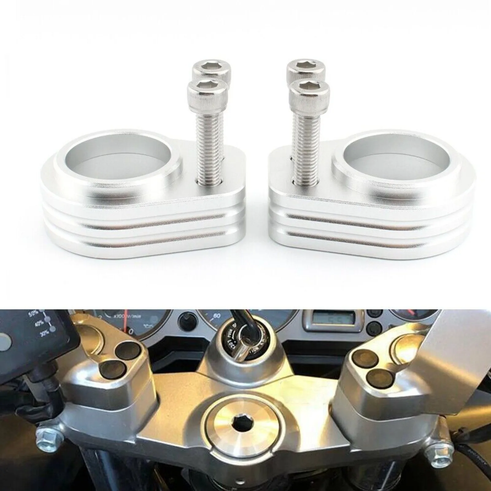 

Подходит для Kawasaki ZZR1200, пара переднего руля, проставки, зажим, высота 19,5 мм