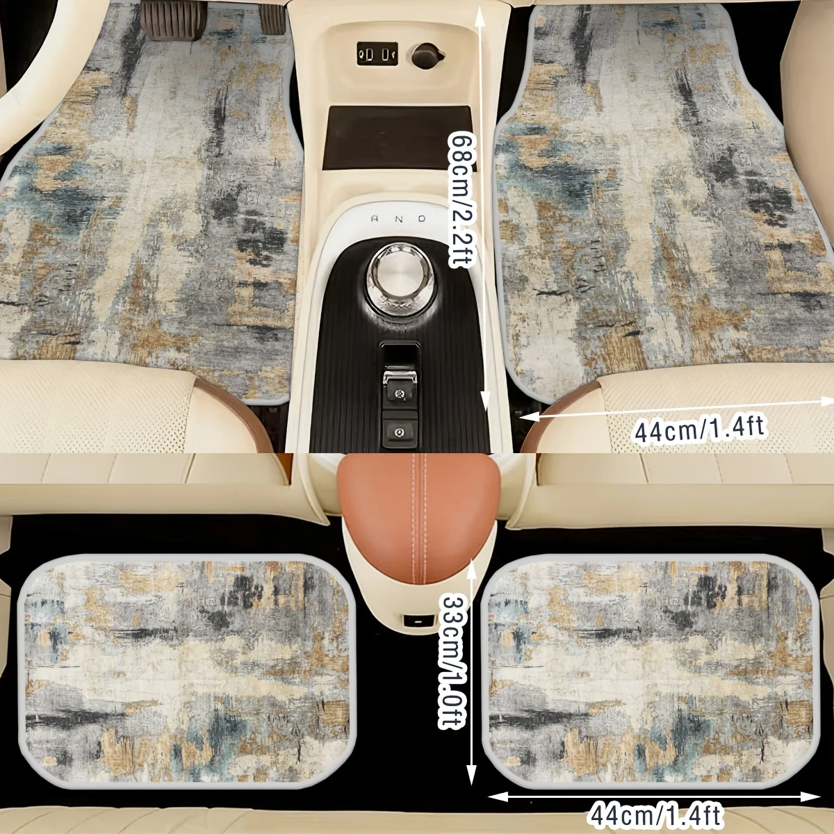 Abstract Art Gray And White Contrast Oil Painting Style Car Floor Mats, All-season Breathable Car Liners, Machine Washable Witho
