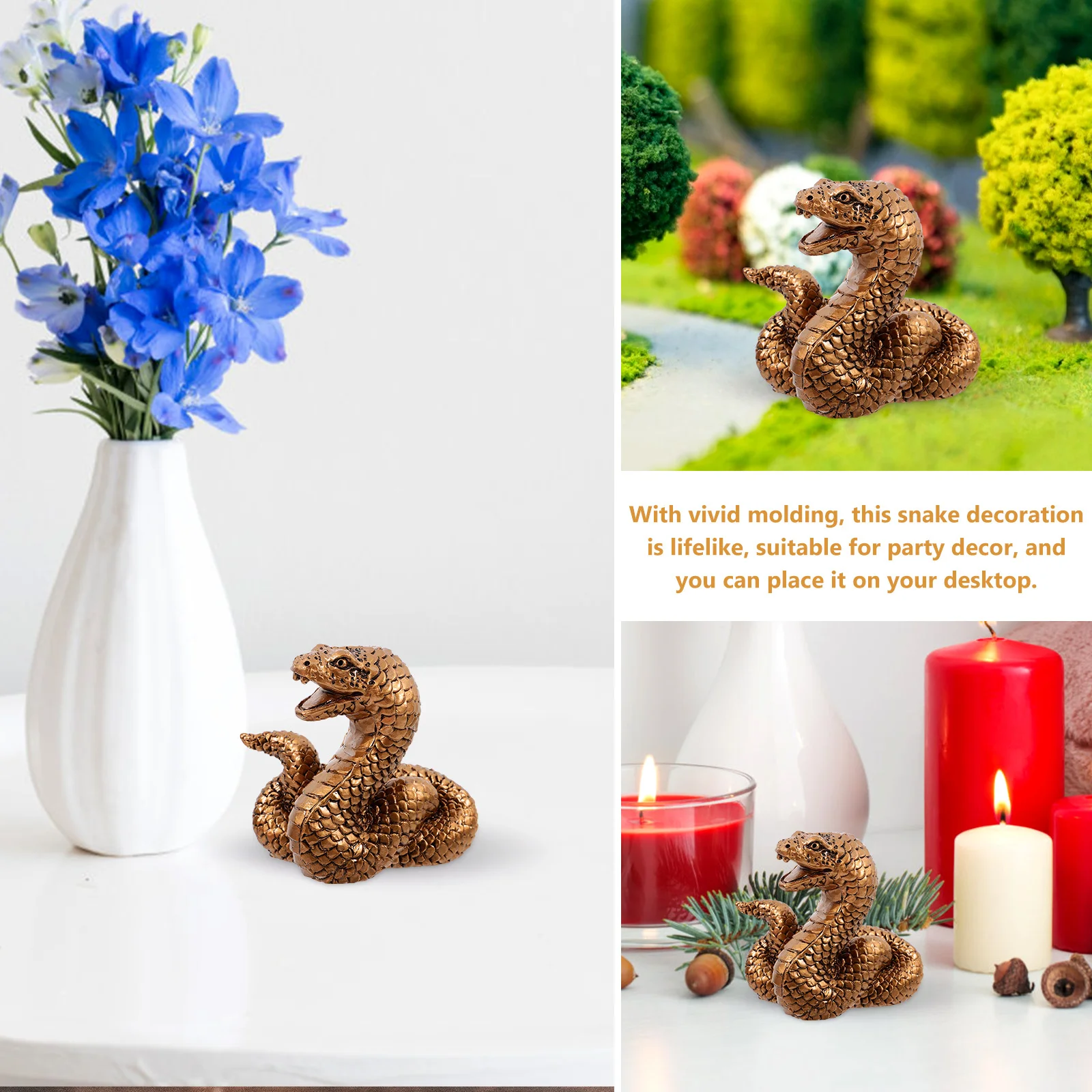 

Resin Snake Craft Zodiac Snake Statue Garden Balcony Desktop Decoration Realistic Resin Sculpture Wealth Ornament