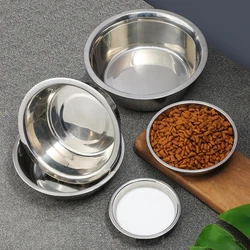 Stainless Steel Metal Dog Bowl for Small Medium Large Dogs Replacement Basic Dog Bowls Thickened Dog Water Feeder Bowls Pet Supp