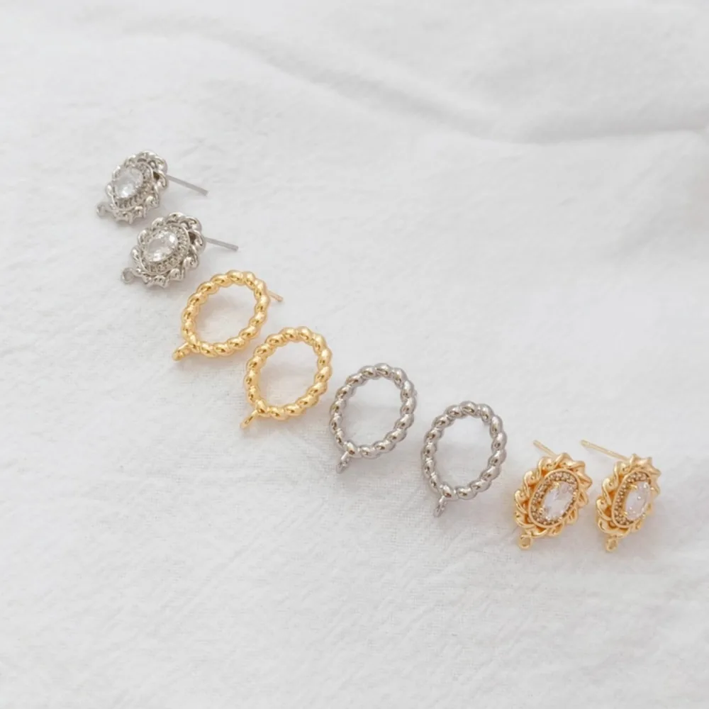 

14K Gold-plated Linen Wreaths with Zircon Pendants, S925 Earpins, Handcrafted DIY Light Luxury Earrings and Earring Accessories
