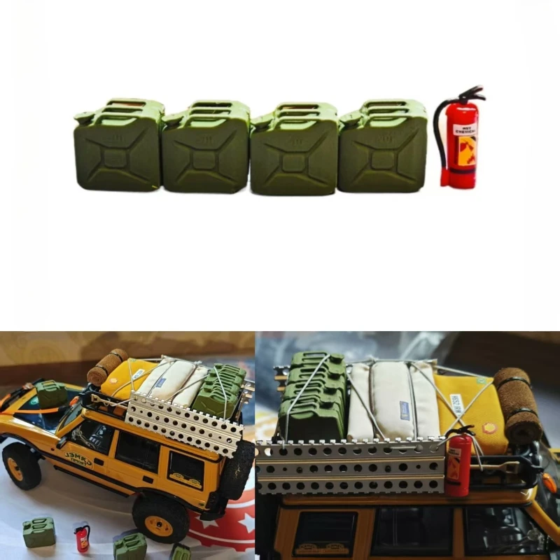 

5PCS Simulation Plastic Oil Barrel Fire Extinguisher Scene Decoration for 1/18 RC Crawler TRX4M Defender Bronco SCX24 Wrangler