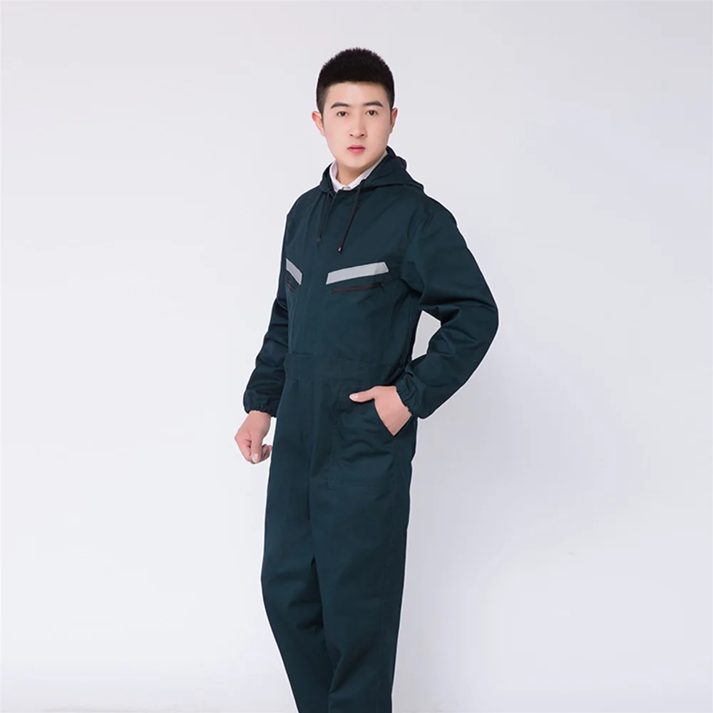 Hi Vis Sicherheits-Arbeitskleidung, Arbeitsoverall, reflektierende Streifen, Kapuze, Arbeiteruniform, Mechaniker, Fabrik, Werkstatt, Matrose, Arbeitsoverall