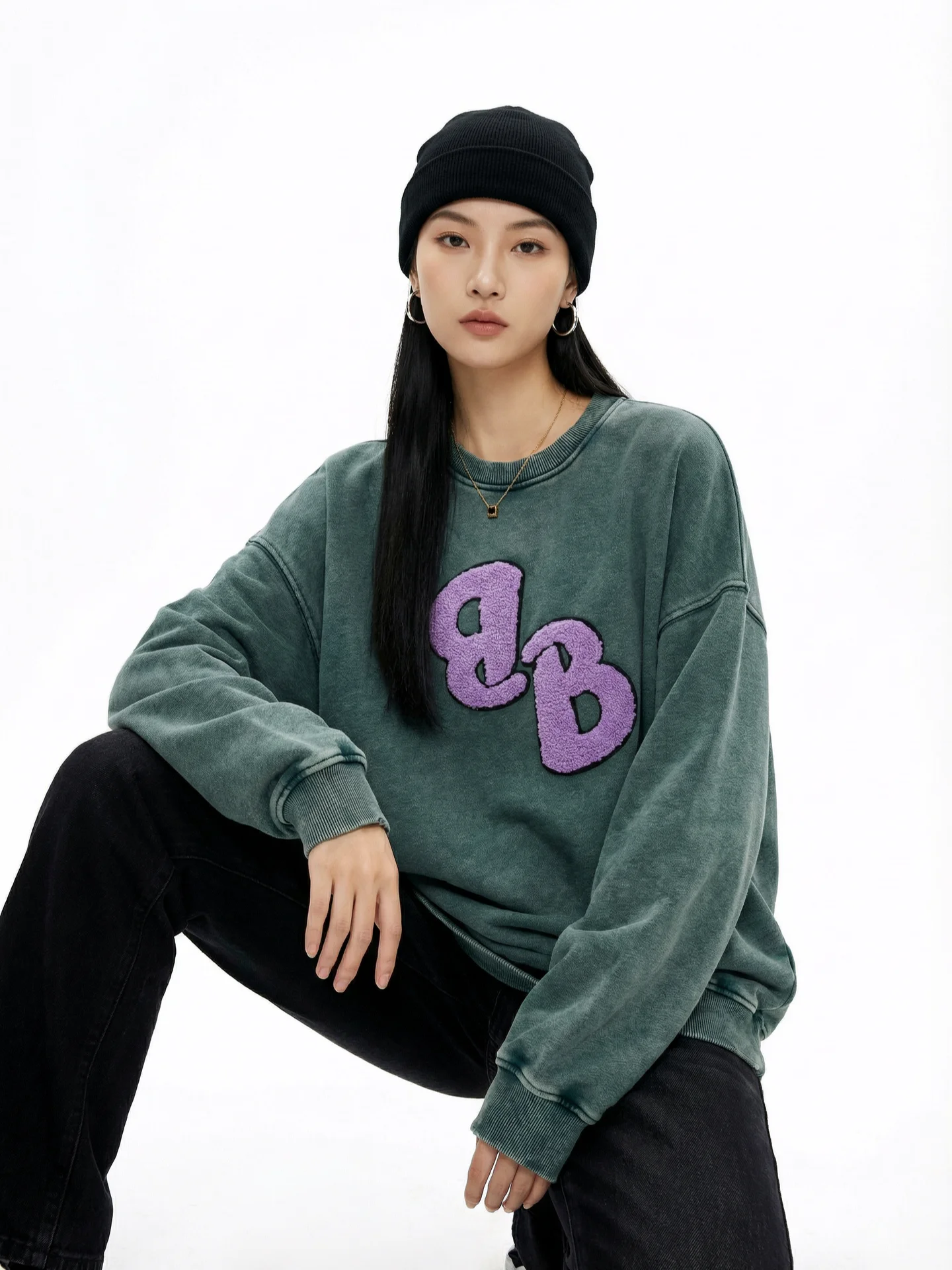 

Удобный свитшот оверсайз с круглым вырезом, женский, с длинными рукавами, с буквенным принтом, повседневная уличная одежда, весенняя мода BLOOM WORLD