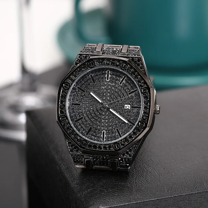 Montre à Quartz Hip Hop pour Homme, Horloge Étanche, Diamant, Rotterdam, Kling, Mode Classique, Chiffre Arabe, Dropshipping