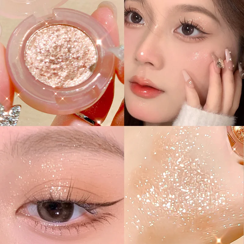 Monochrome Glitter Eyeshadow Pearlescent Highlighter Powder Diamond Potato Texture Eye Shadow Brighten Eyes Makeup Cosmetics