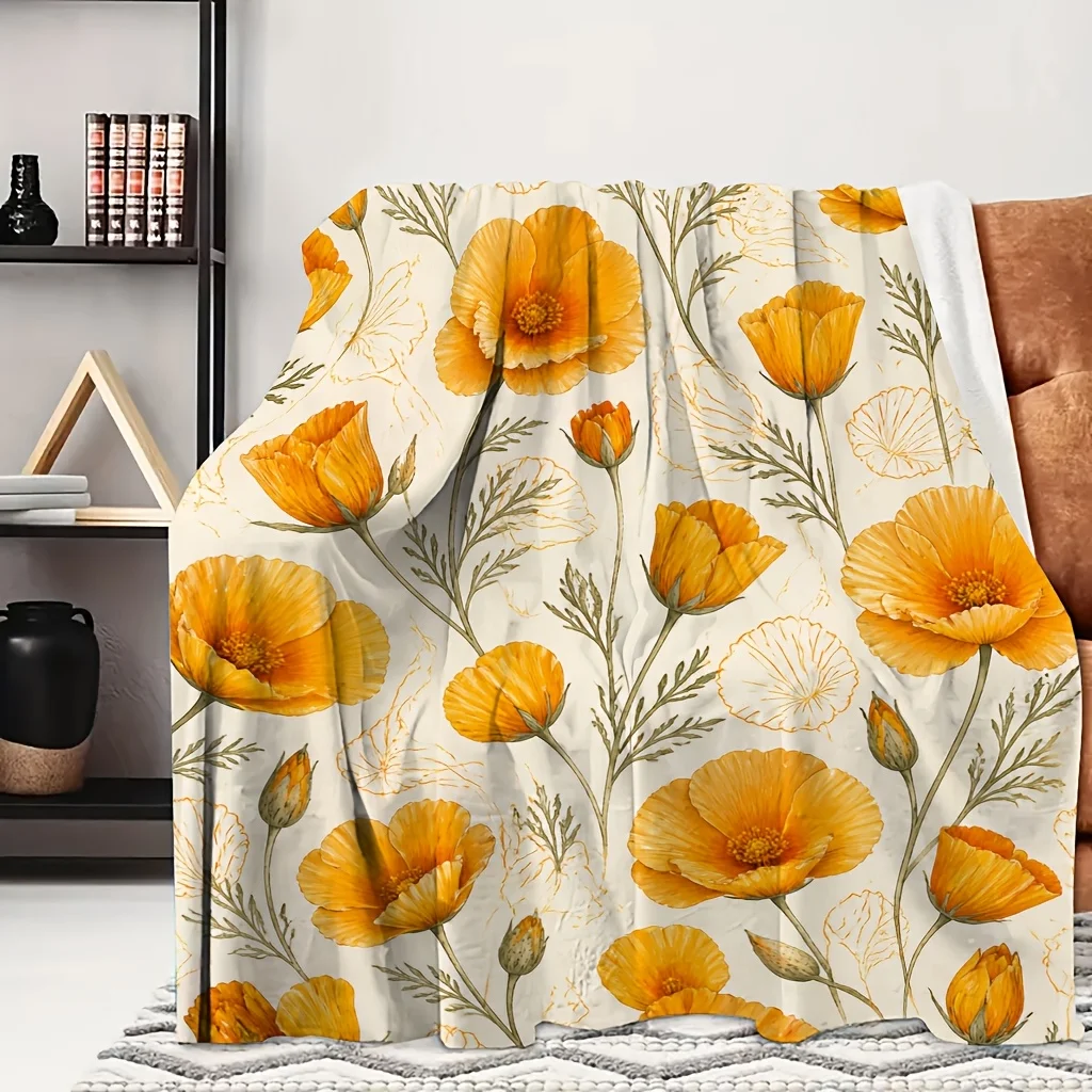 1pc Pink Pig Dandelion Pastel Cute Cartoon Print Flannel Blanket, All-Season Usable And Comfortable, Suitable for Blankets, Bed