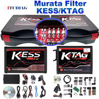 Murata Filter Online 2.80 EU Red Kess V5.017 OBD2 Manager Kit K-TAG KTAG V7.020 4 LED BDM Frame 22pcs Adapters ECU Flash Tool