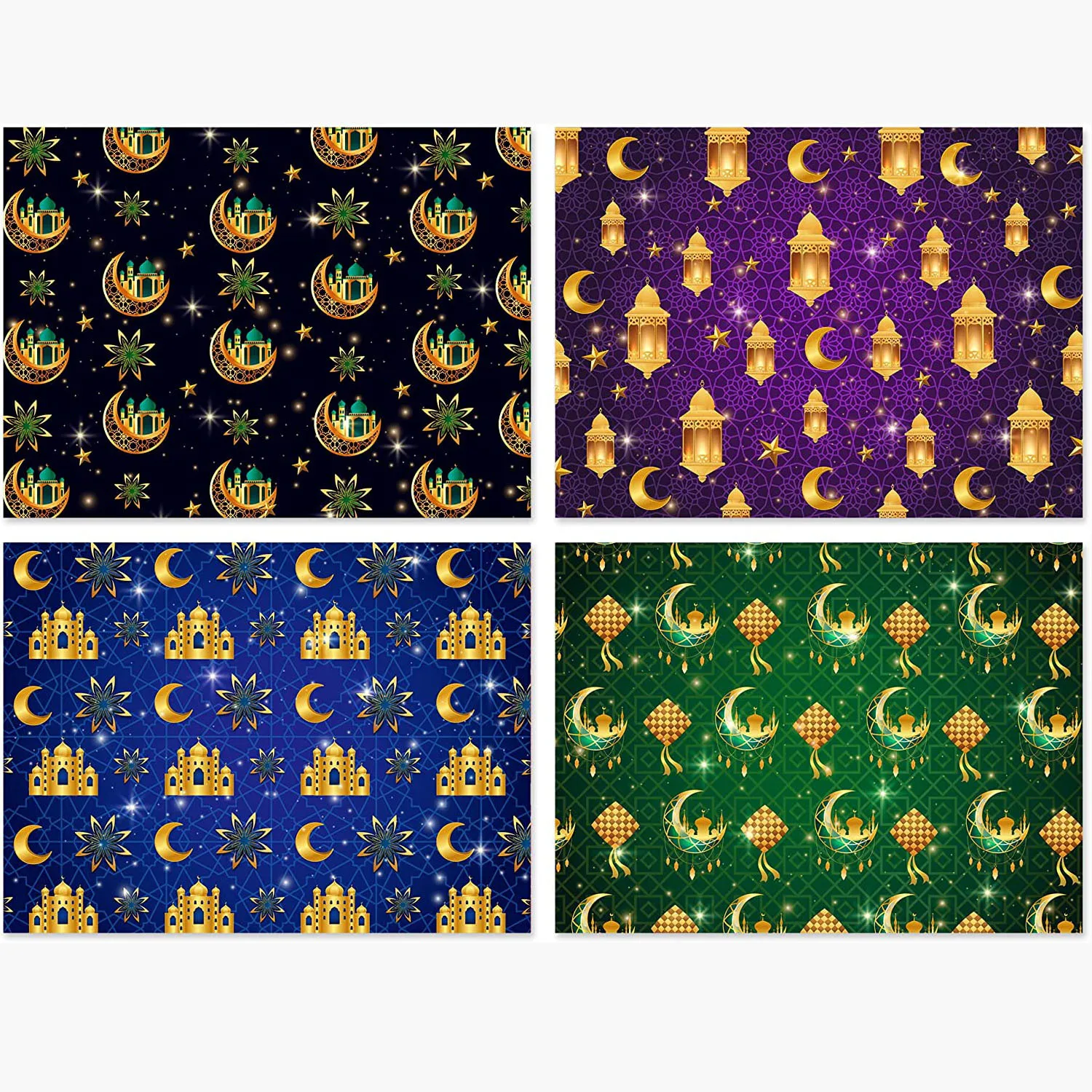 

4Pcs Eid Mubarak Gift Wrapping Paper Ramadan Kareem Decoration 2023 Islamic Muslim Gift Box Packaging Papers DIY Handmade Craft