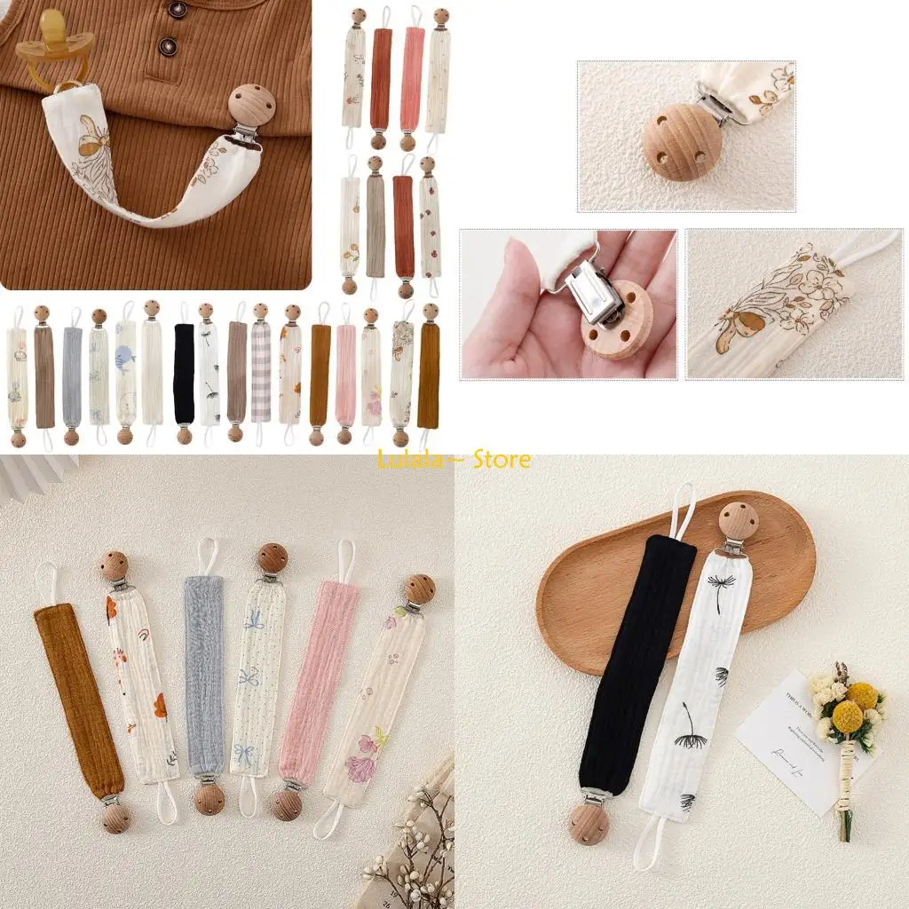 Y4QA Adjustable Cotton Pacifier Leash Natural Fastener Infant Feeding Accessories for Drop Toy Prevention Infant Care