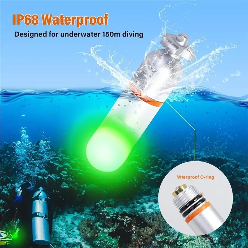 B48B-Helps With Underwater Positioning, Bright Dive Signal Light, Submersible Beacon In Constant And Flashing Modes(Green)