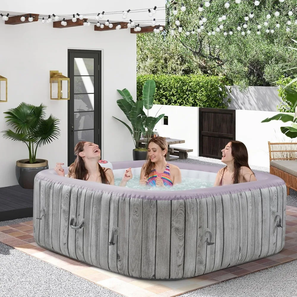 

Inflatable Hot Tub Spa，6 Person with 130 Soothing Jets，Insulated Cover，Built in Heater Pump，2 Filter Cartridges，Portable Hot Tub