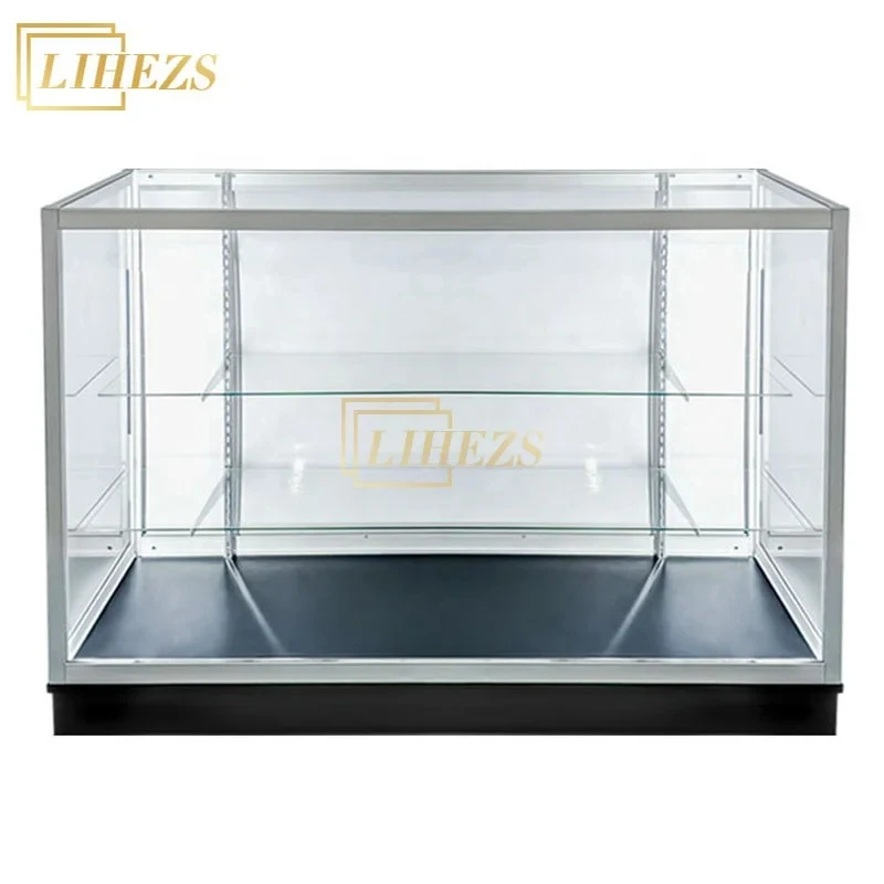 custom.Retail Design Electronic Smoke Shop Furniture Transparent Glass Mobile Pusher Smoke Rack Shelf  With Led
