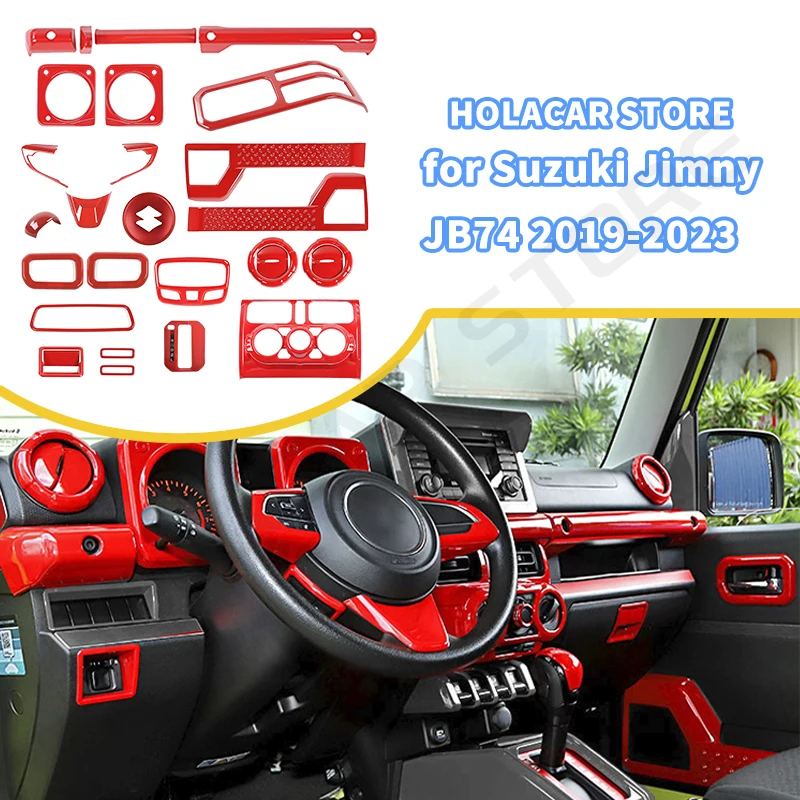 Jimny Interior Full Cover Trim Kit 17pcs/16pcs Set Trim Kit Red Color Dash Kits For Suzuki Jimny 3 Doors 5 door 2019-2025