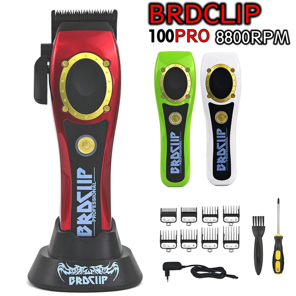 BRDCLIP BRD-100PRO 8800RPM Professional Hair Clipper Barber 4500mAh Hair Cutting Machine Hair trimmer with Base Replace Cover