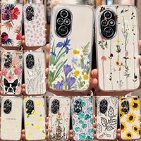 For Honor 200 Pro Phone Case Sun Flower Rose Lemon Flower Vine Branches And Leaves Cats For Honor 200 Pro Transparent TPU Shells