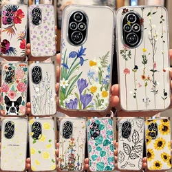 For Honor 200 Pro Phone Case Sun Flower Rose Lemon Flower Vine Branches And Leaves Cats For Honor 200 Pro Transparent TPU Shells