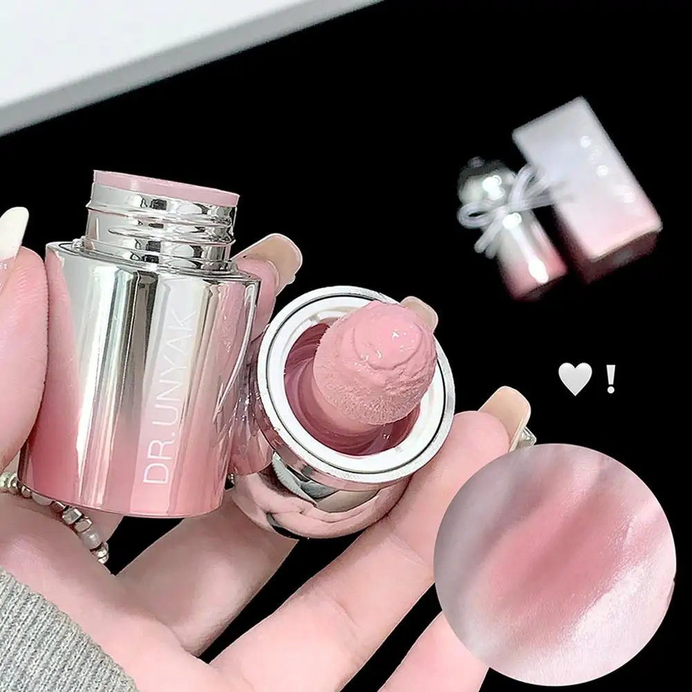 Vloeibare Blush Stick met sponstip, waterdichte, langdurige Blush Cream Verhelderend effect Lippen en wangen Make-up Huidvriendelijk
