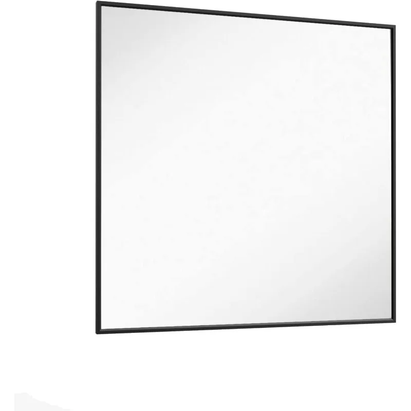 36"X36" Black Rectangle Bathroom Mirror Wall, Matte Black Aluminum Alloy Frame, Tempered Glass, Hangs Vertically or Horizo