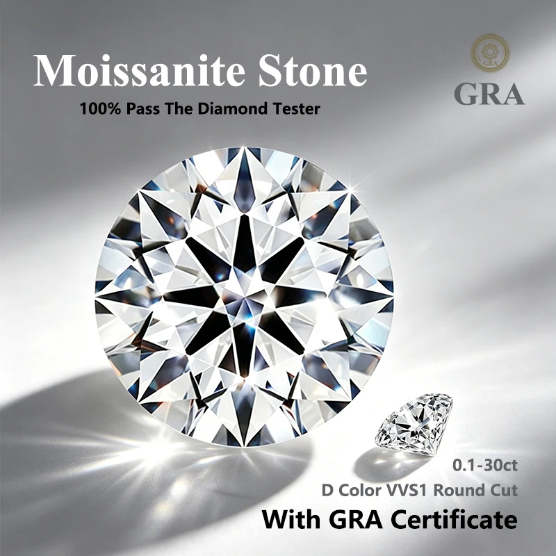 D Color Super White Round Moissanite Loose Stones 0.1-30CT With Certificate Top Belgium Cut Laboratory Diamond Loose Wholesale