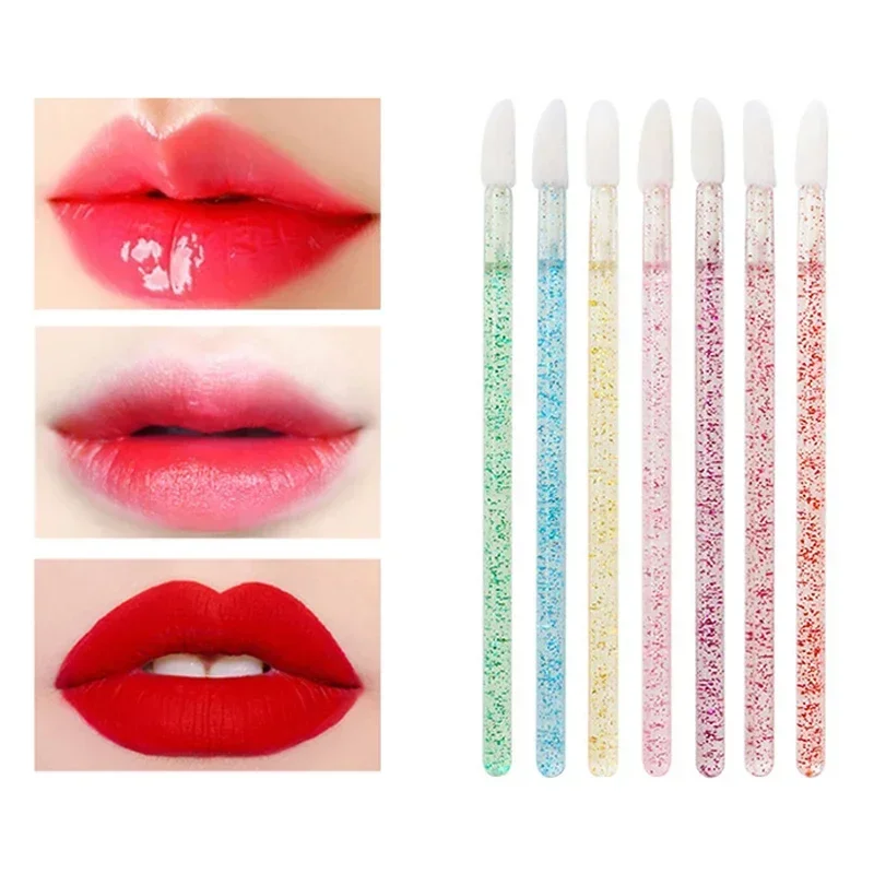 50 ピース/パック使い捨てクリスタルリップアイブラシポータブル口紅ブラシミニ化粧品まつげブラシメイク落としツール