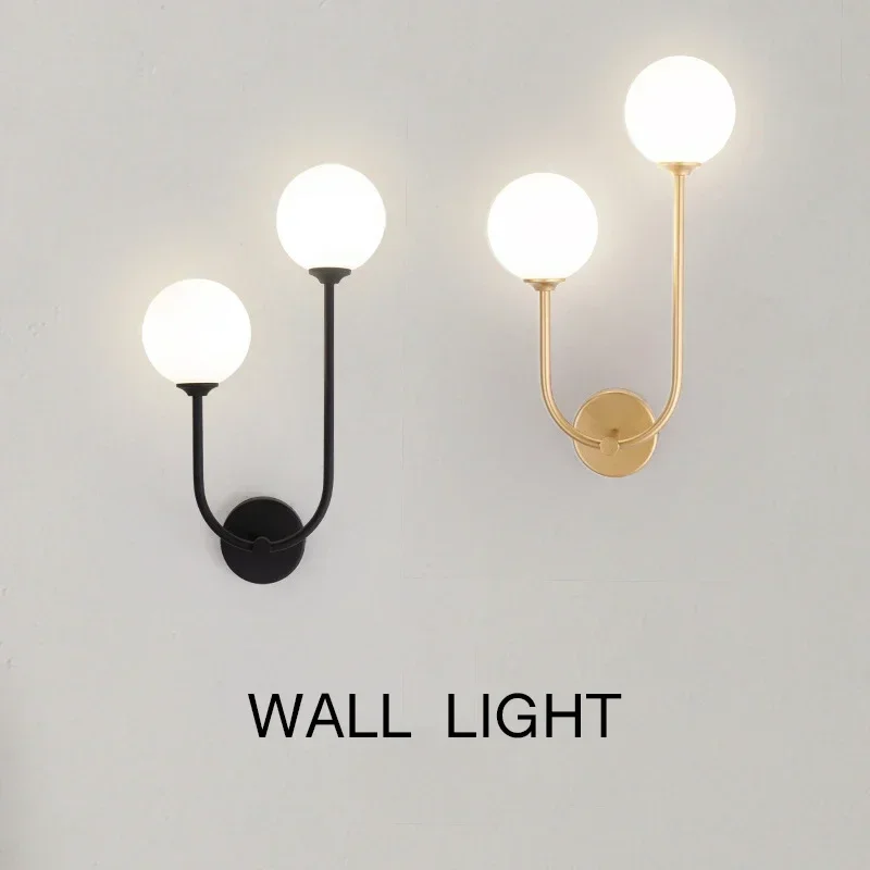 Modern Glass Lampshade Wall Lamps Bedroom Bedside Sofa Background Wall Interior Wall Sconces Entrance