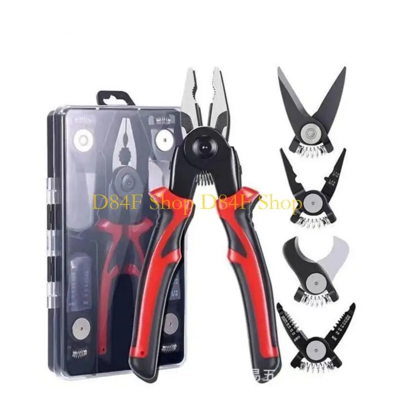 

D84F 5-in-1 Wire Cutting Needle Nosed Pliers with Storage Case Wire Stripping Pliers Electrician Scissor Special Tool