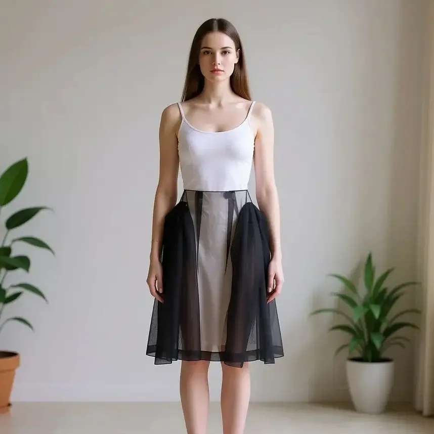 

Black High Waist A-Line Mesh Tulle Skirts Versatile Height Boosting Edgy Girl Party Gown Cutout Floral Print Mid Length Mini